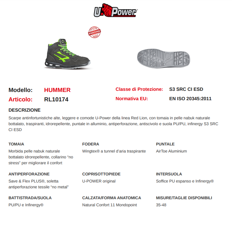 Scarpa alta S3 SRC CI ESD mod. HUMMER