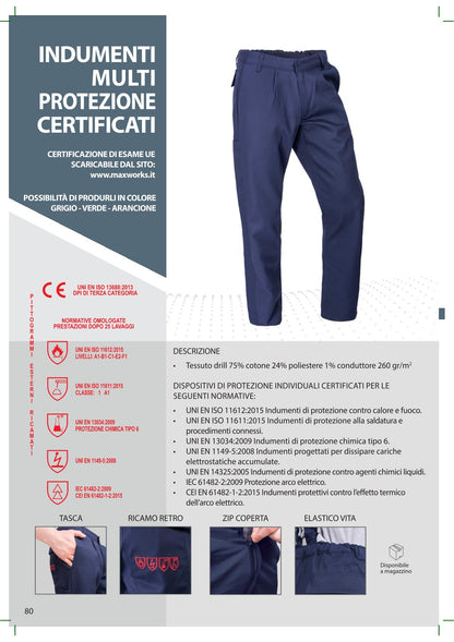 Pantalone multiprotezione blu