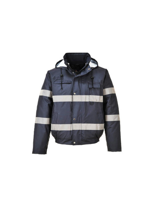 Giacca bomber impermeabile blu navy con bande cod. S434