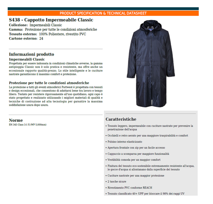 Cappotto leggero impermeabile antipioggia blu navy S438