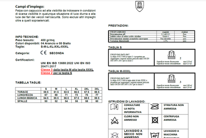 Felpa con bande in AV gialla con cappuccio e zip intera