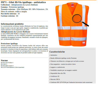 Gilet A/V giallo ignifugo e antistatico cod. FR71 Portwest