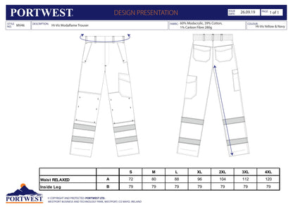 Pantalone multiprotezione AV giallo cod. MV46 Portwest