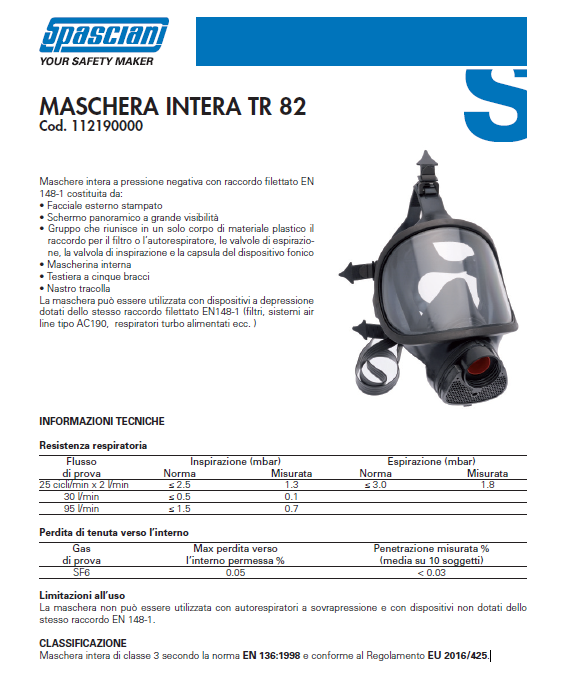 Maschera TR 82 cod. 112190000 Spasciani