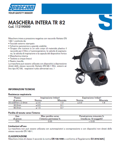 Maschera TR 82 cod. 112190000 Spasciani