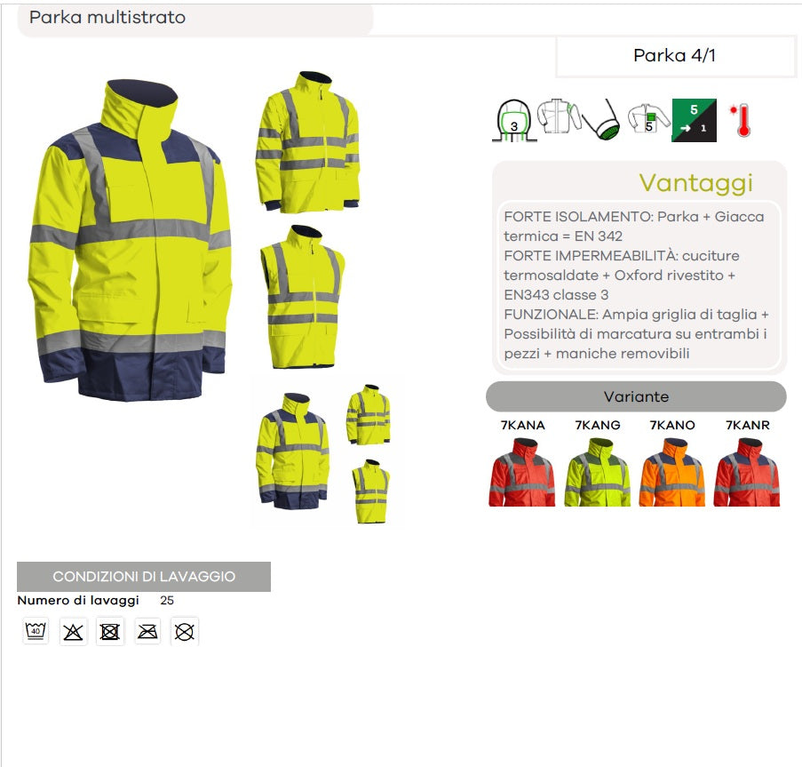 Parka triplo uso giallo/blu in AV cod. KANATA