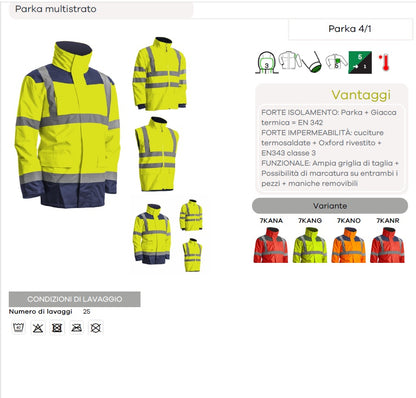 Parka triplo uso giallo/blu in AV cod. KANATA
