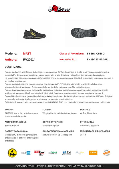 Scarpa bassa S3 SRC CI ESD mod. MATT