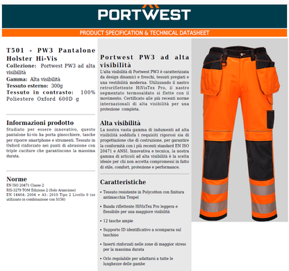 Pantalone AV arancio/nero cod. T501 Portwest