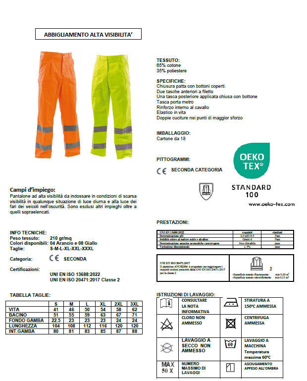 Pantalone AV arancio o giallo con bande