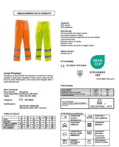 Pantalone AV arancio o giallo con bande