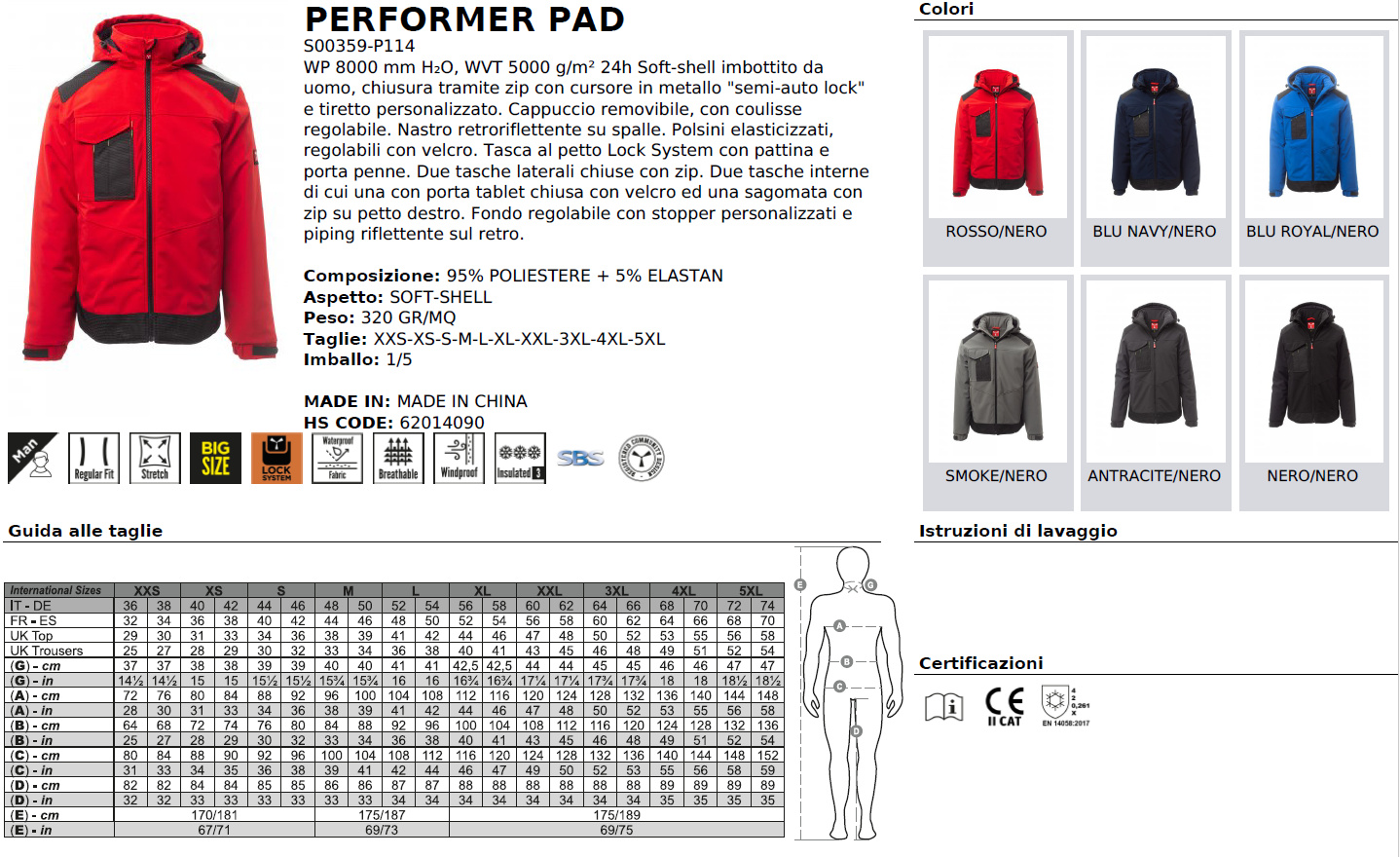 Giubbotto invernale nero mod. PERFORMED PAD Payper