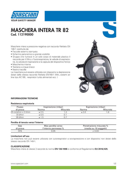 Maschera TR 82 cod. 112190000 Spasciani