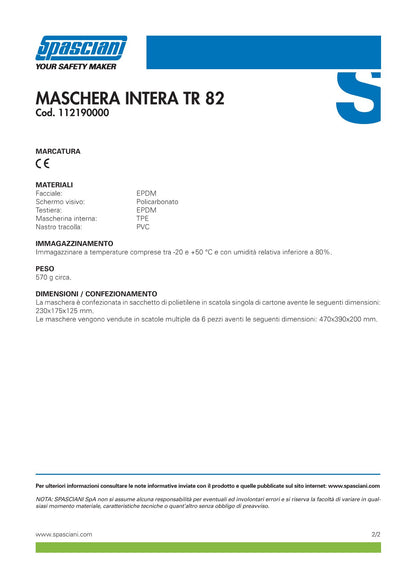 Maschera TR 82 cod. 112190000 Spasciani